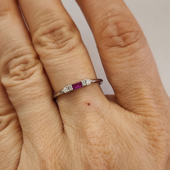 New 925 Silver Ruby Diamond Band Stacking Ring for Women - Picture 4 of 13